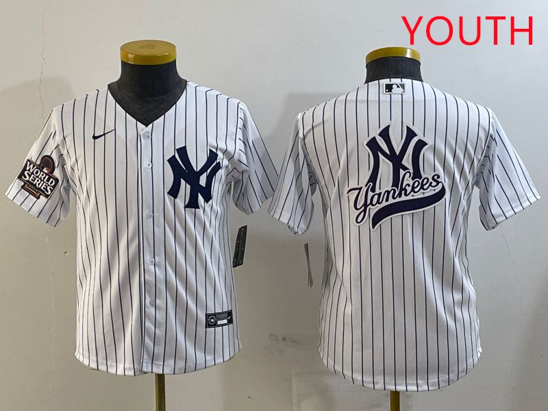 Youth New York Yankees Blank White Stripe Game 2025 Nike MLB Jersey style 22->youth mlb jersey->Youth Jersey
